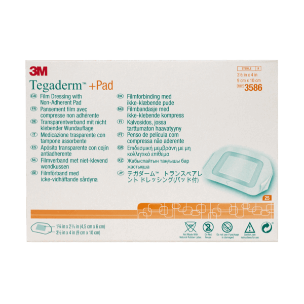 Tegaderm + Pad Transparent Island Dressing (3.5" x 4" (9cm x 10cm)
لاصق طبي مع ضمادة