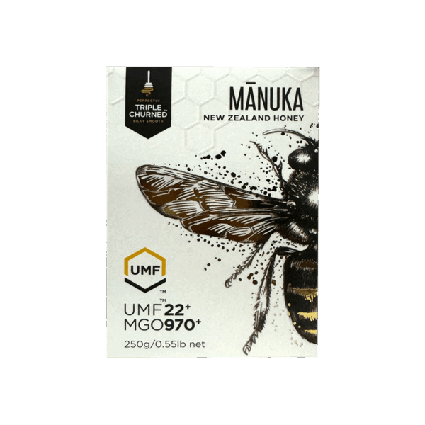 Triple Churned Manuka Honey UMF 22+ 250g
عسل مانوكا الثلاثي المخضوض UMF 22+ 250 جم